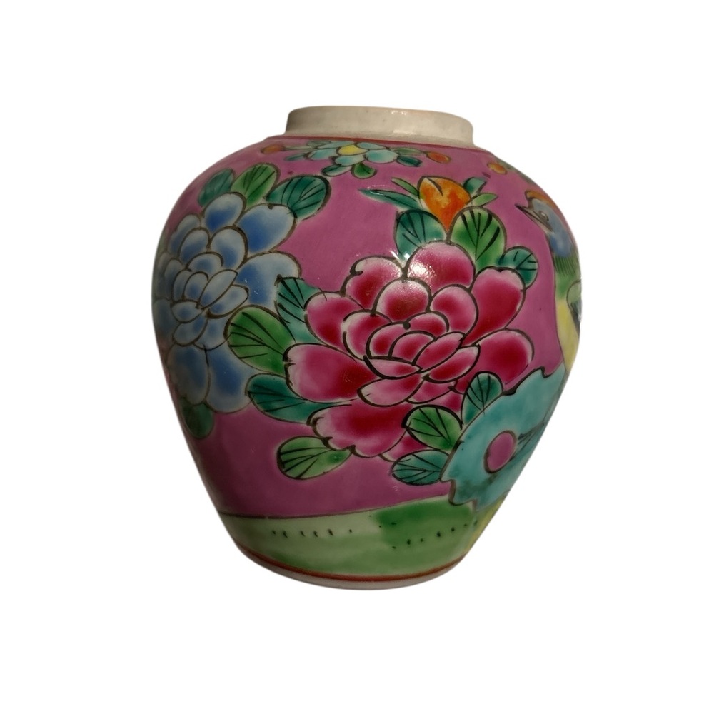 Antique Japanese Hand Painted Enameled Porcelain Vase